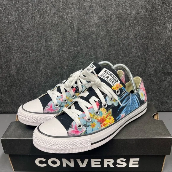 Converse Black Floral Women's Sneakers - Picture 4 of 14